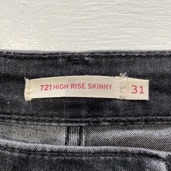 Levi's Slit Front 721 High Rise Skinny Jeans Dark Grey Size 31 - Picture 14 of 16